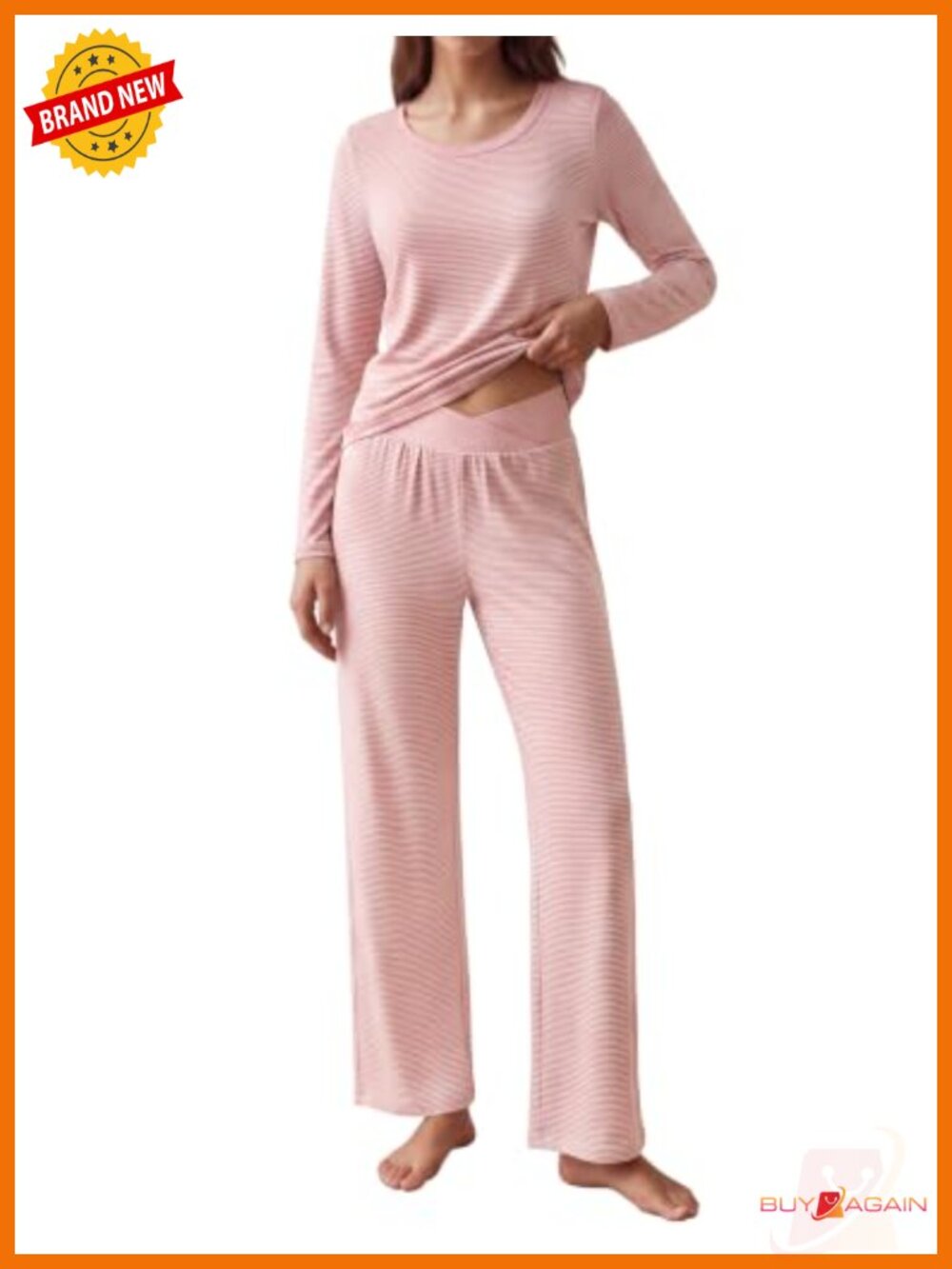 Women's 2 Piece Striped Pajama Set Long Sleeve Soft Cozy Lounge Sleepwear
